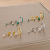3PCS Flowers Zircon Hoop Earrings Set for Women Gold Plated Earlobe Ear Stud Pendant Piercing Earring Statement Jewely - Image 3