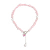 Boho Pink Zircon Heart Circular Imitation Pearl Pendant Necklace Sweet Stone Chain Style Girls Jewelry - Image 6