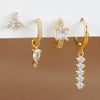 4PCS Simple Crystal Zirconia Square Dangle Earrings Set For Women Korean Stainless Steel Pendant Stud Earring Piercing Jewelry - Image 3