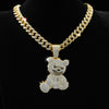 Hip Hop Aggressive Bear Pendants Necklaces with Miami Cuban Link Chain Brown Bear Men's Women Choker Collar Jewelry Accessories - Image 1