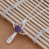 Lovely Charms Wedding Silver Women Necklace Cross Jewelry Stone Crystal Cute Gift 45CM - Image 3