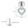 Titanium Mini Heart Cartilage Earring 16G Dainty Flat Back Labret Stud Tragus Helix Piercing Jewelry - Image 8