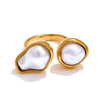 Stainless Steel Gold Plated Baroque Pearls Jewelry Set Wedding Party Necklace Ring Bracelet - Image 23