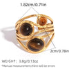 Brown Stone Stainless Steel Ring Oval Alpaca Rings For Women Adjustable Stacked Rings Ladies' Jewelry Gifts For Her - Image 8