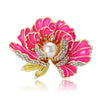 Pearl Accent Peony Flower Brooch with Rhinestone Details - Image 6