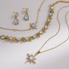 Elegant Blue Resin Necklace Earrings Bracelet For Women Minimalist Gold Pvd Plated Stainless Steel Star Jewelry Set - Image 1