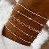 5pcs/set Gold/Silver Color Thin Heart Chain Bracelets Set For Women Daily Wear Jewelry Accessories - Image 2
