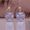 Pataya Square Zircon Earrings For Women Rose Gold Color Party Earrings Jewelry - Image 5