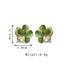 Green Enamel Oil Flower Stud Earrings for Women Fold Petal Square Rhinestones Earrings Party Sweet Jewelry Girls Gift - Image 5