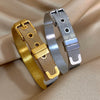 Greatera Stainless Steel Strap Men Bangle Adjustable Personality Knit Mesh Belt Bracelet For Couples Simple Jewelry - Image 1
