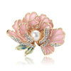Pearl Accent Peony Flower Brooch with Rhinestone Details - Image 7