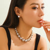 Punk Acrylic Ccb Ball Bead Chain Necklace Drop Earrings for Women Vintage Imitation Pearl Clavicle Chain Grunge Jewelry Set - Image 2