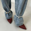 Two Piece Imitation Pearl Anklet Set with Adjustable Chains - Image 7