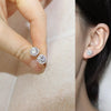 Korean Silver Cute Round Crystal Stud Earrings for Women Wedding Party Jewelry Gift - Image 5