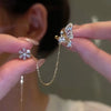 Sparkling Zircon Flower Butterfly Ear Bone Clip for Women Without Piercing Tassel Ear Cuff Clip Earrings Wedding Jewelry - Image 4