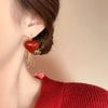 Red Heart Ear Buckle Hoop Earrings for Women Delicate Drip Glaze Peach Heart Design Earring Daily Party Jewelry Gifts - Image 4