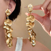 Exaggerated Folds Flower Fringe Ear Clip Without Ear Piercing Long Clip Earrings Party Jewelry - Image 2