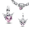 Silver Glass Slipper Charm Pink Envelope Floral Tulip Golden Key Sword Bee Cicada Butterfly Beads Necklace Fit Bracelet - Image 31