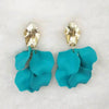 Gold Color Metal Leaf Acrylic Petal Flower Drop Earrings For Women Rose Pink Blue Orange Green Colors - Image 14
