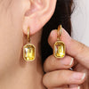 Yupsk Square Stainless Steel Crystal Zirconia Earrings For Women Girls Gold Color Metal Hoop Earring Party Daily Jewelry - Image 5