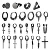 1 Pairs Punk Stainless Steel Stud Earrings Black Earrings Set For Men Women Vintage Hip Hop Piercing Ear Jewelry Accessories - Image 37