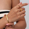 Stainless Steel Gold Plated Jewelry Hammered Grain Texture Cuff Bangles Bracelets For Women - Image 3