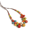 Colorful Handmade Ceramic Bead Necklace Adjustable Boho - Image 13