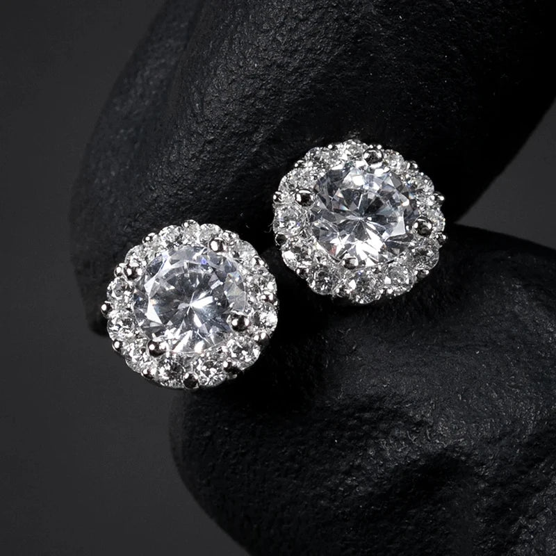 AA Cubic Zircon Stud Earrings for Women/Men Couple Earrings Fancy Anniversary Gift Silver Color Jewelry - Image 1