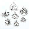 10/22-Piece Antique Silvery Lotus Charms Pendant Set for Handmade Jewelry Crafting (Necklaces/Bracelets/Earrings) - Image 6