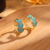 Turquoise Hoop Earrings for Women Temperament Gold Color Plated Micro-Intact Blue Zircon Party Ear Accessories - Image 10