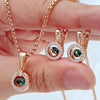 Pendant Necklace and Matching Drop Earrings with Round Stone Accents - Image 1