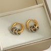 Greatera Two Tone Ring Huggie Earrings for Women Gold Plated Metal Geometric Round Circle Hoop Earrings Minimalist Jewelry - Image 3