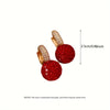 Red Cubic Zirconia Ball Dangle Earrings for Women Golden Color U Shaped Crystal Drop Earring Party Jewelry - Image 5