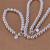 Silver Bracelets necklace Jewelry set for Women 8MM beads chain Girl Party Gifts - Image 1