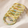 Double Bangle Vintage Cloisonne Bangle Traditional Chinese Hollow Out Flower Bangle Vintage Ethnic Women's Hand Bracelet - Image 2