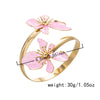 Elegant Enamel Flower Open Cuff Bracelet For Women Gold Plated Metal Pink White Blue Floral Bangles Beach Party Vacation Jewelry - Image 21
