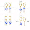 Asymmetric Handmade Round Heart Flower Ceramic and Pearl Hoop Earrings for Women Golden Color Stainless Steel Circle Earrings - Image 6