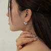 Full Zircon Love Hoop Earrings For Women Shiny Crystal Heart Shaped Temperament Earrings Wedding Jewelry - Image 3