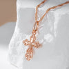 Rose Gold Color Cross Pendant Necklace For Women Men Orthodox Church Jesus Glossy Charm Daily Jewelry - Image 3