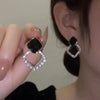 Korean Style Black Zircon Stud Earring For Women Shiny Rhinestone Square Geometric Earrings Party Statement Jewelry Gifts - Image 5