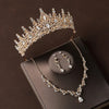 Bridal Wedding Jewelry 4-piece Set, Alloy Crystal Crown&Crystal Necklace&Earrings Women's Classic Wedding Tiaras - Image 2