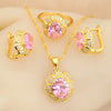 Classic Gold Plated Bridal Jewelry Sets for Women Blue Crystal Club Earrings Necklace Pendant Ring Wedding Gift - Image 7