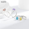 Oval Cut Colorful Zircon Adjustable Ring Silver Multicolor Birthstone Stackable Rings for Women Daily Jewelry - Image 4