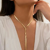 Adjustable Flat Snake Chain Necklace in Gold Tone Silver Tone and Mixed Finishes - Image 2