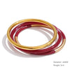 1Set 66mm 3 Round Circle Resin Overlay Minimalist Bracelet Bangle Set Gold Plated Stainless Steel Wrist Jewelry - Image 8