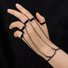 Punk Geometric Black Color Chain Wrist Bracelet Ring For Women Men Open Ring Silver Link Chain Girls Cool Design Jewelry - Image 2