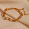 E B Belle Official Store Oval Flower Handmade Chain Bracelet Gold Plated Women's Hand Bracelets 316L Stainless Steel Jewelry - Image 4