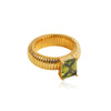 Chunky Striped Ring with Square Crystal in Gold-Tone - Image 9