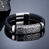 Punk Viking Style Stainless Steel Compass Norse Runes Amulet Beads Braided Blue Leather Bracelet - Image 4
