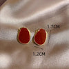 Big Winered Color Irregular Geometry Bean Stud Earrings for Women Ear Jewelry Accessory Girl Gift - Image 5